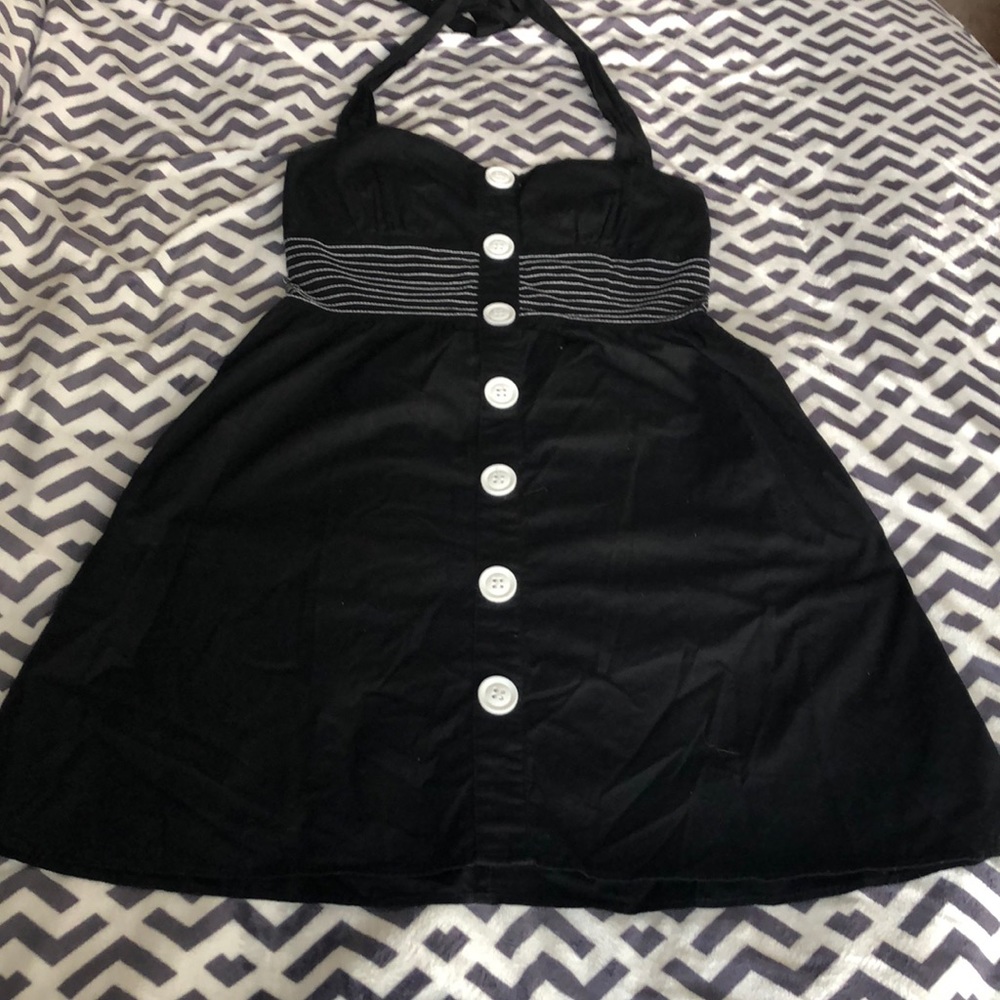 Button halter dress